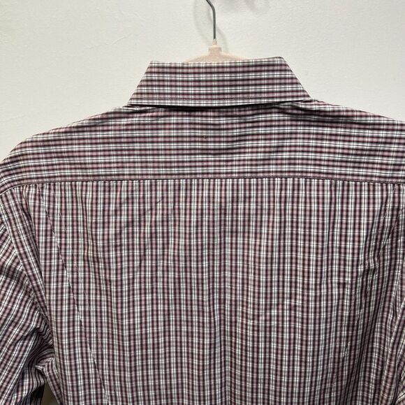 Rag & Bone New York Men’s Button Down Shirt Size 16 Burgundy Plaid Long Sleeve - Picture 5 of 10